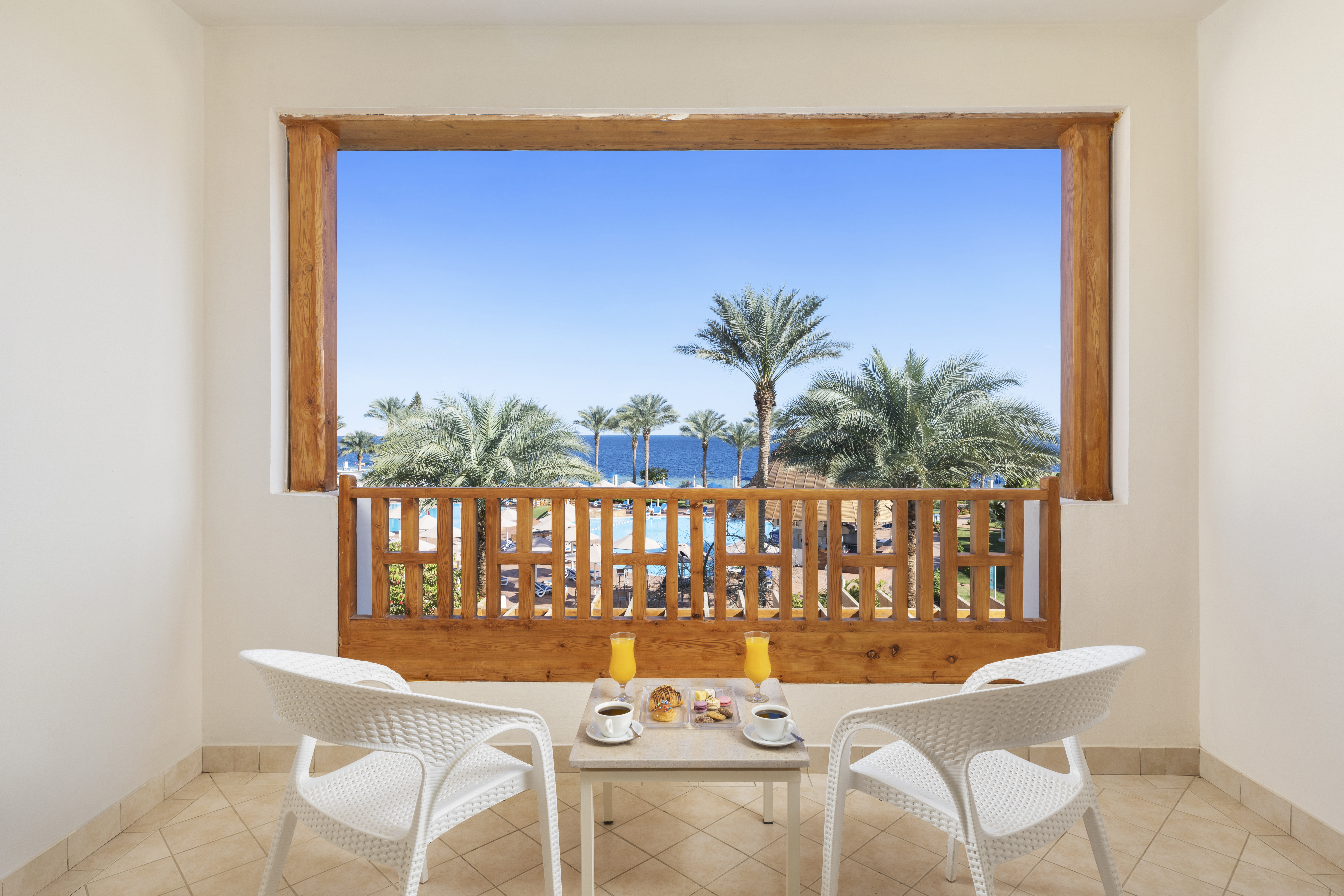 Smuk udsigt fra altan på Resort i Sharm el Sheikh, Egypten